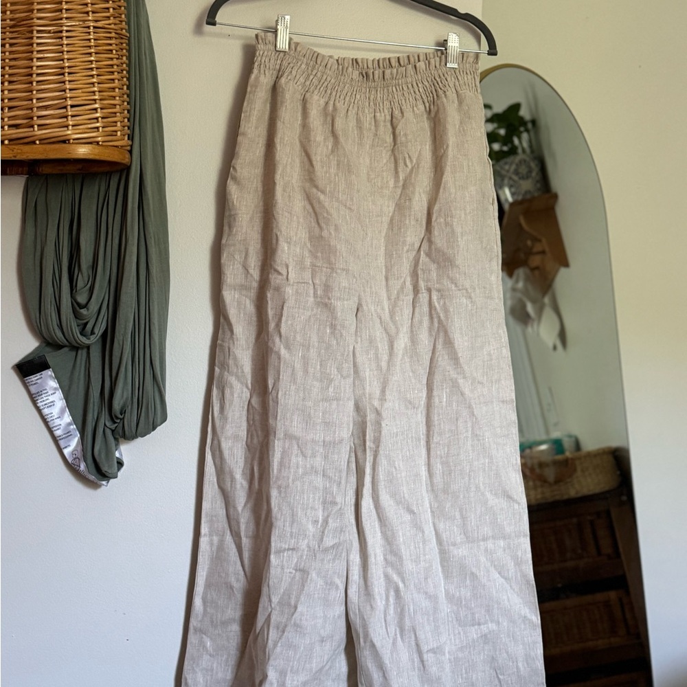 Women's Beige Linen Pants